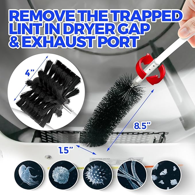 Holikme 15 Feet Dryer Vent Cleaner Kit, Lint Remover, Extends Up to 15 Feet, Synthetic Brush Head, Use with or Without a Power Drill