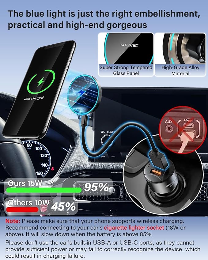 Phone Holder for Jeep Wrangler JL JLU/Gladiator JT 2024 2025 Accessories 12.3-Inch Screen Fixed Clip, Car Magnetic Phone Mount for Magsafe, Magnets Fast Wireless Charger Cell Phone Base(Not for 4XE)