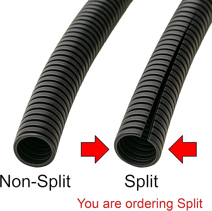 Electriduct Split Wire Loom Tubing Polyethylene Corrugated Flexible Conduit - 3/4" Nominal Size - 100 Feet - Yellow