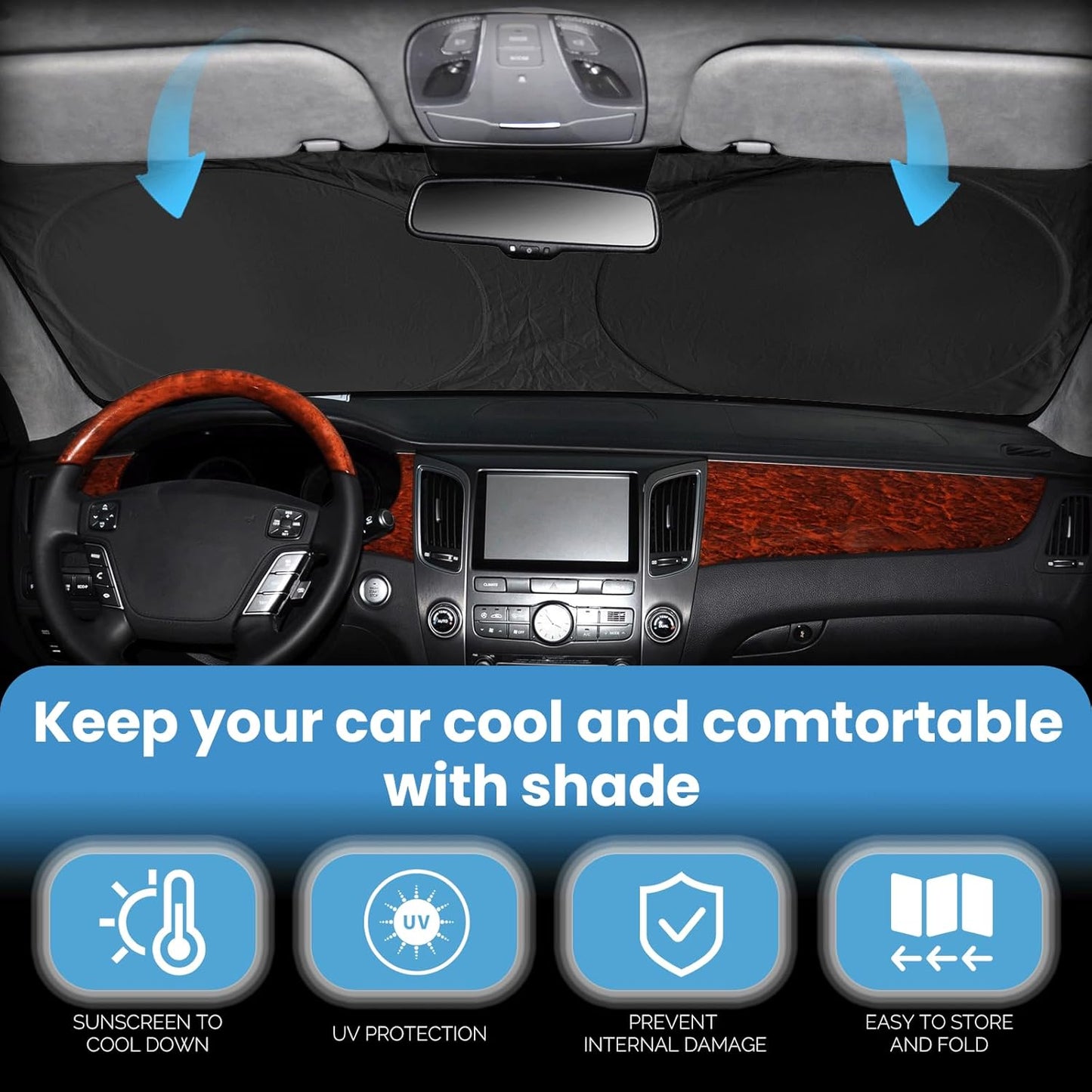 Custom Fit Mazda CX5 Windshield Sunshade for Mazda CX5 CX-5 2013-2016 Accessories Front Window Shades Fit for CX5 CX-5, Sport, Touring, Grand Touring,Crossover Cover for Windshield Shade Blocks UV