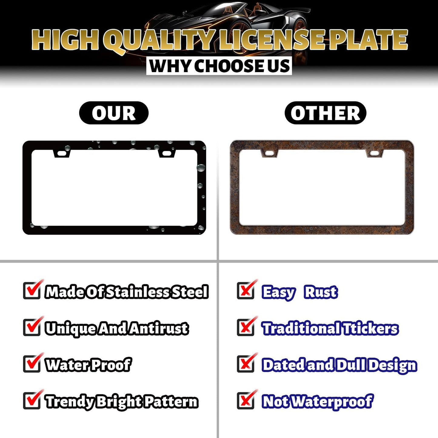 Colorful Flowers License Plate Frame Beautiful Floral Flower License Plate Holder for Women Car Decorative Stainless Steel Cute License Plate Flowers Auto Parts with Screws 12.2"x 6.2"