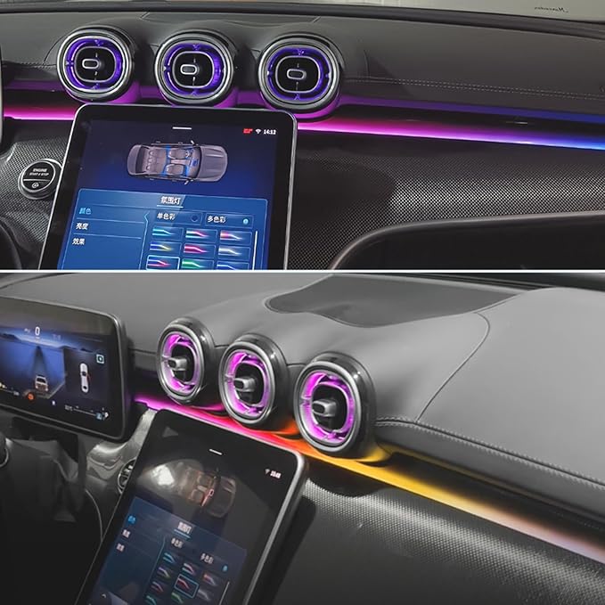 Interior Ambient Light Package 64 colors Replacement for new Benz GLC Class X254 W254 2023-2025year (7pcs air vent+5pcs dashboard strips)
