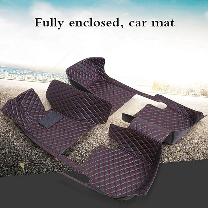 Custom Fit Car Floor Mats - Full Coverage Automotive Leather Floor Liners for Most Vehicles by MingyunSM (red)