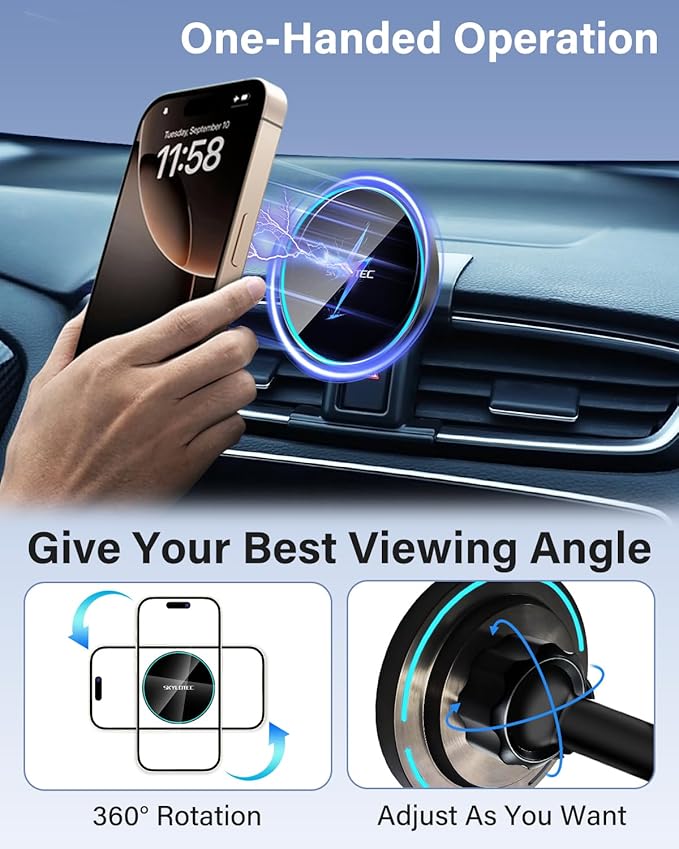 SKYLOTEC Phone Holder for Honda CR-V CRV 2017-2022 Accessories Car Magnetic Phone Mount Compatible with MagSafe, Strong Magnets Fast Wireless Charger CR V Cell Phone Holder