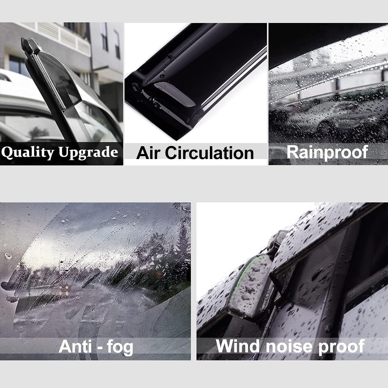 Side Window Visors Wind Vent Deflector fit for 2016-2021 Mazda CX9,4pcs Outside Mount Tape-On Dark Smoke Nice Sun Rain Guards Set MA38
