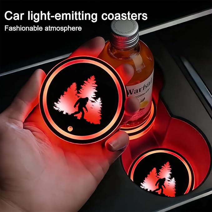 Spider Web LED Cup Holder Lights for Car,2Pcs LED Light Up Cup Holder Coasters with 7 Colors 3 Modes,Waterproof Interior Atmosphere Lamp,Car Decor Accessories Spider Gifts for Women Men