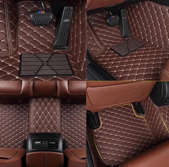 Custom Personalized Floor Mats for Cars，Luxury Full Coverage All Weather Car Floor Mats，Anti-Slip Leather Car Mat Set ，Custom Floor Mats for 99% of Cars, Trucks & SUVs (Black 8 White)