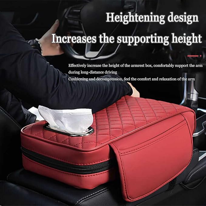 Car Center Console Cover for Fiat 500L (Type 330) 2012-2021, Leather Car Arm Rest Cover, Car Armrest Cushion with 2 Storage Bags Car Center Console Armrest Pad, G Yellow