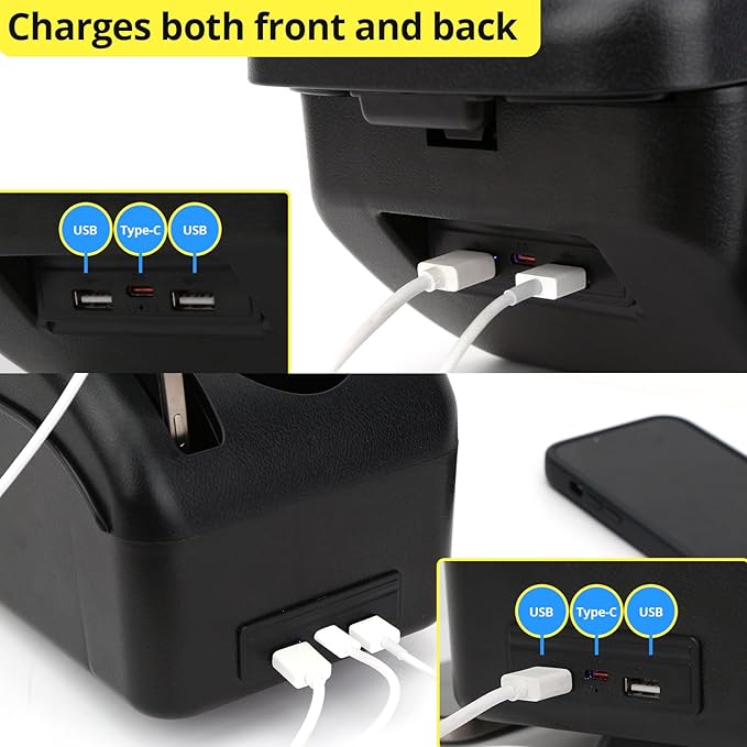 AULPHIKE Compatible with Nissan Versa Armrest 2007-2011 Car Center Console Organizer Armrests Double Layer Storage with USB Ports（Carbon Fiber Style）