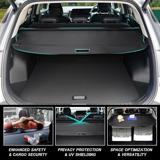 Cargo Cover for Toyota 4Runner 2025 2026 Accessories Retractable Trunk Cover Security Shielding Shade Cargo Luggage Cover Trunk Privacy Protection (Carbon Fiber Texture)