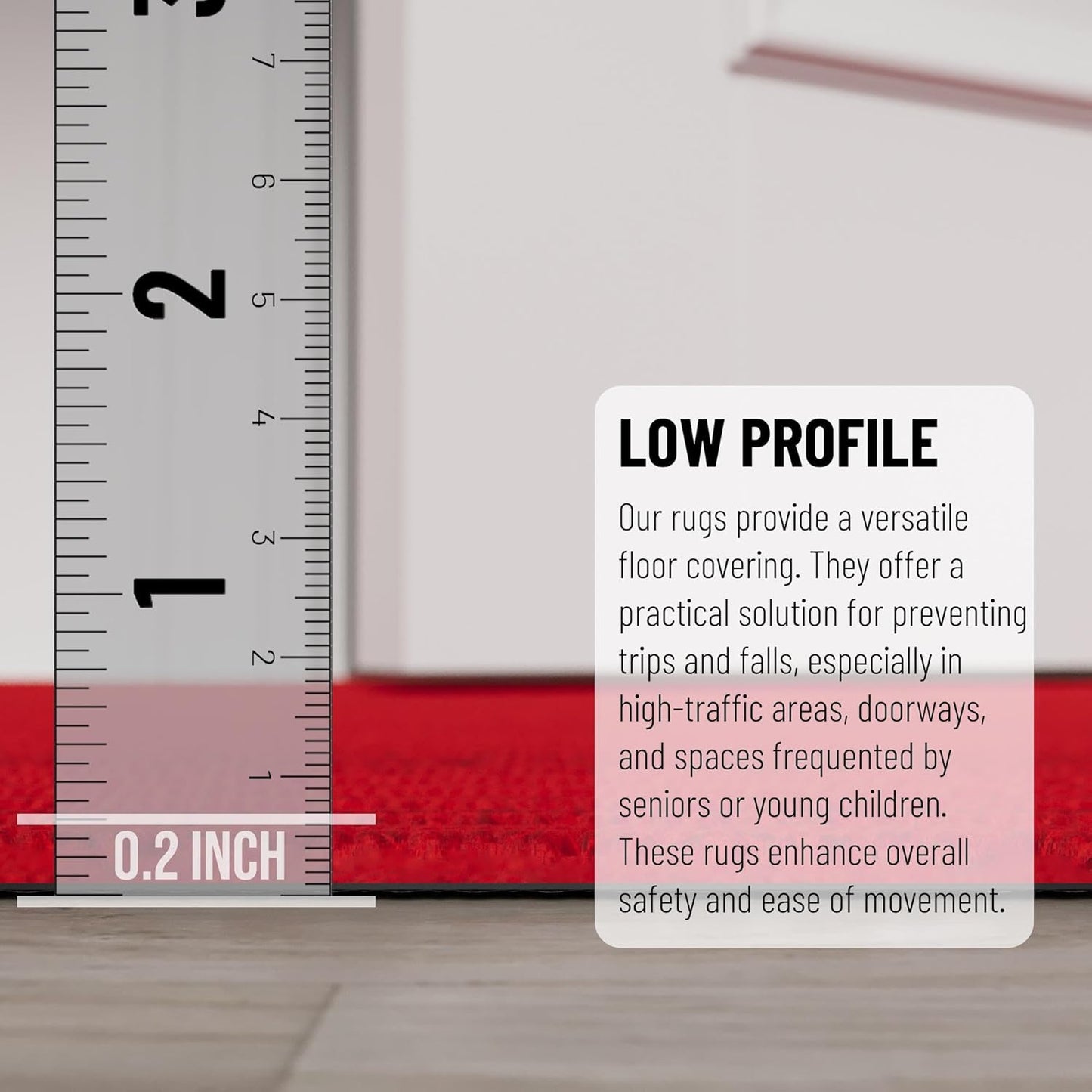 Ottomanson 2' x 10' Hallway Runner with Scraper Pile - Extra Durable Non-Slip Rug Mat for Indoor & Outdoor Use - Ideal for Kitchen, Entryway, Patio & Garage - High-Traffic Carpet, Red