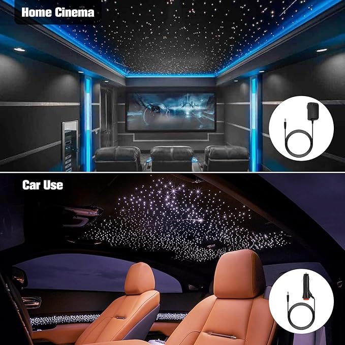 CHINLY Twinkle 650pcs 13.1ft 0.03in Fiber Optic Lights Starlight Headliner kit, Music Mode Bluetooth APP Control Remote, RGBW Star roof Lights for Star Headliner/Home Theater/Pool Ceiling