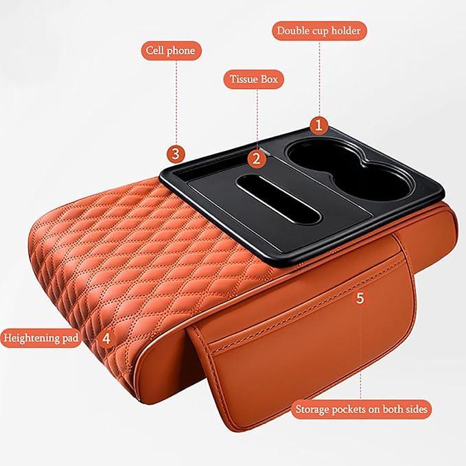 Car Armrest Center Console Cover for BMW X3 F25 2011 2012 2013 2014 2015 2016 2017, Center Console Pad with Cup Holder, Multifunctional Armrest Cushion,B Black