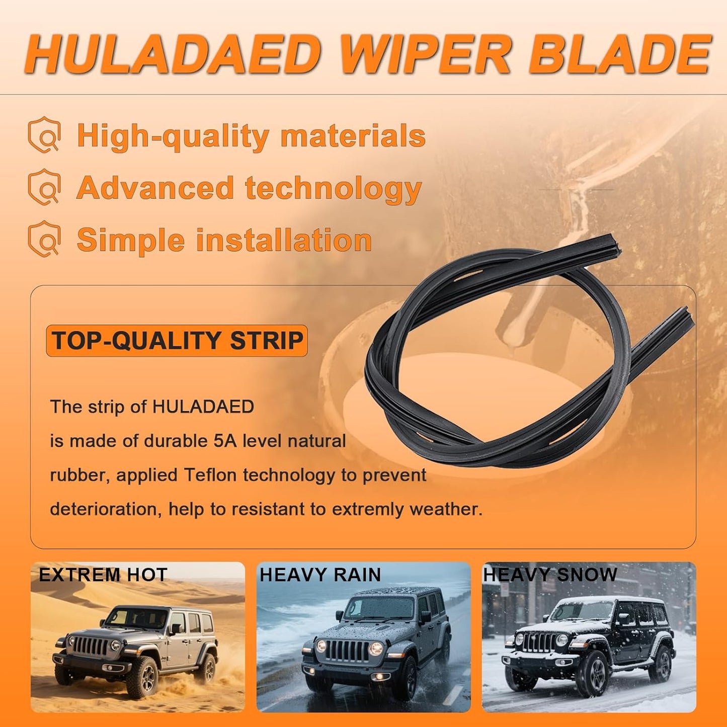 HULADAED® 24'' 19'' 12'' Windshield Wipers Replacement for Dodge Journey 2020-2009,Silicone Front Rear Wiper blades for MY Car-All Weather & Quiet(3 PACK)