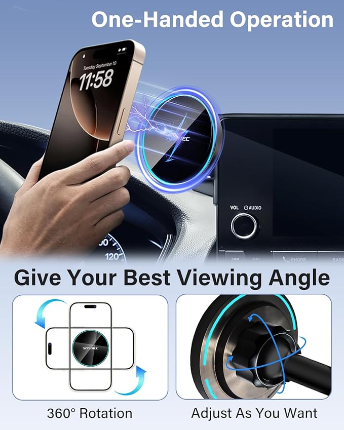 Phone Mount for Chevrolet Chevy Equinox 2025 2026 Accessories 11.3-inch Screen Fixed Clip, Car Magnetic Phone Holder Compatible with MagSafe, Magnets Fast Wireless Charger Cell Phone Base (Not for EV)