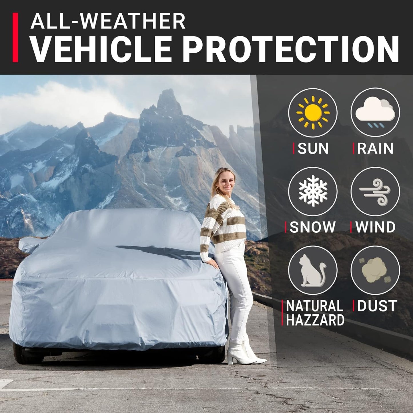 iCarCover Premium Car Cover for 1997-2025 Chevy Malibu 2-Door, 4-Door Heavy Duty Waterproof All-Weather Automobiles Custom Fit Indoor Outdoor UV Snow Protection Covers with Straps and Bag