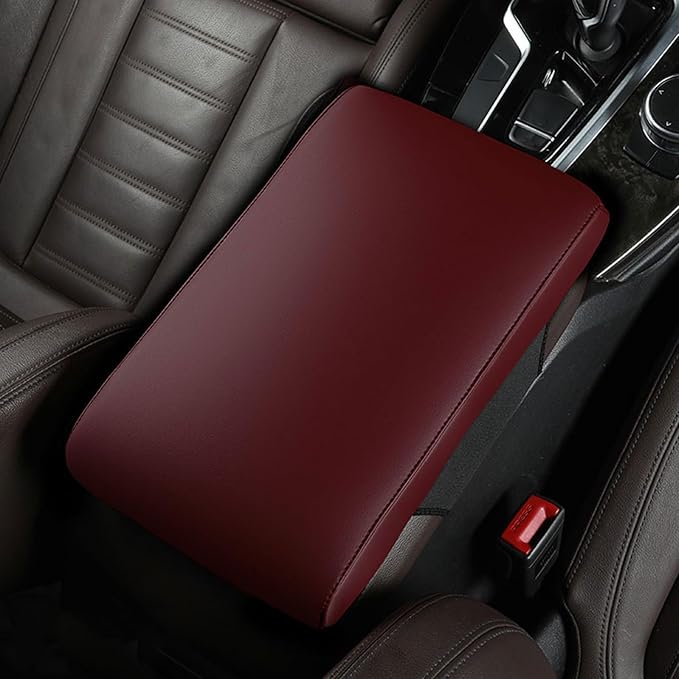 Car Armrest Cover Pad for Hyundai Elantra 6.Generation (AD) 2015-2020 Premium Leather Center Console Armrest Cushion Pad Anti-Scratch Waterproof Auto Interior Accessories Wine Red