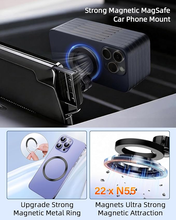 PZK Car Phone Mount for 2022-2025 2026 Chevrolet Silverado 1500/GMC Sierra 1500 LT/RST/ZR2/LTZ/LT Trail Boss/High Country Accessories 13.4-Inch Screen Compatible with MagSafe Chevy Car Phone Holder
