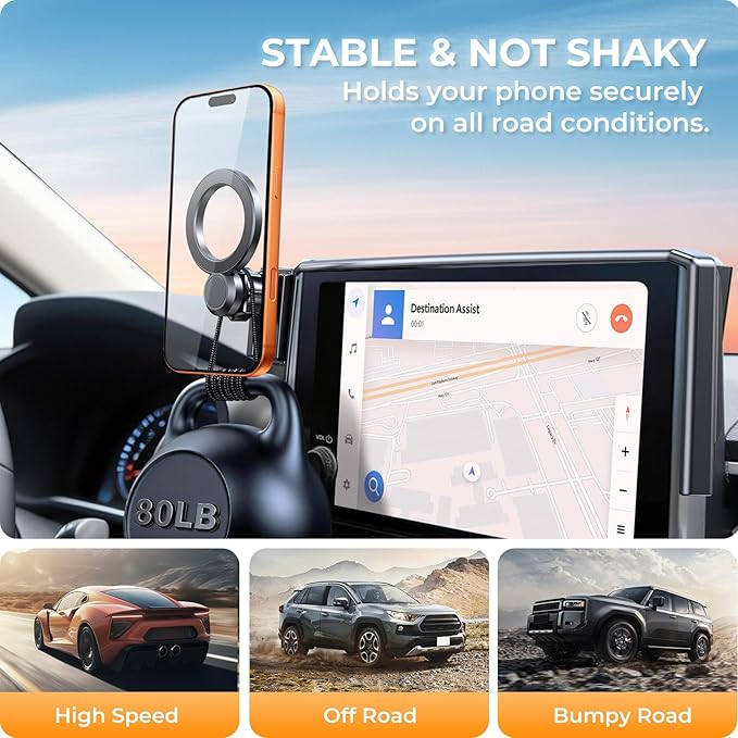 Car Phone Holder for KIA Carnival 2026 2025 (Only for 12.3-Inch Screen) 360° Rotation Magnetic Cell Phone Mount, Compatible with Magsafe, Does Not Affect Air Vent