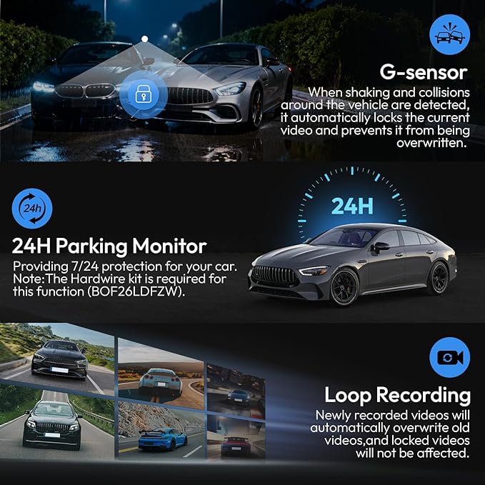 4K Dash Cam for Ford Bronco 2021 2022 2023 2024(Not Fit Ford Bronco Sport), Easy Install,WiFi & App,Loop Recording,G-Sensor,64GB Card