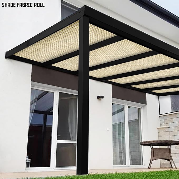 TANG Sun Shade Fabric Roll 8'x116' Shade Cloth for Garden Beige HDPE Mesh Shading Pergola Cover Replacement Canopy, 95% Blockage Sunshades for Outdoor Patio Backyard Plant