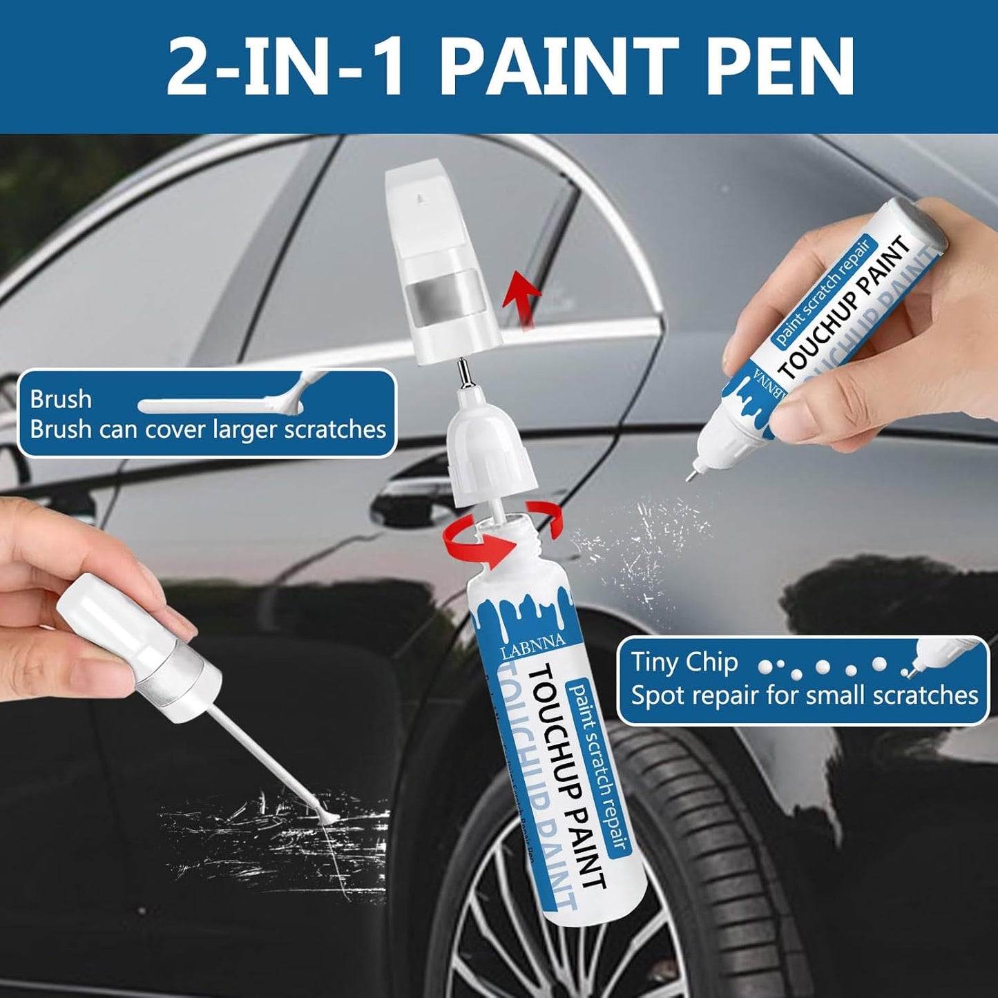 Midnight Black Metallic (218) Touch Up Paint for Toyota-Exact Match 2 in 1 touchup Paint Pen for Chips and Nicks Repair Car Paint Scratch Repair Kit