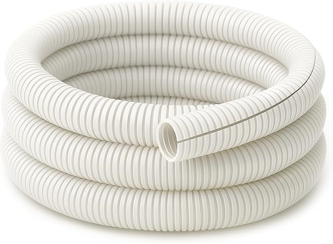 Electriduct Split Wire Loom Tubing Polyethylene Corrugated Flexible Conduit - 2" Nominal Size - 10 Feet - White