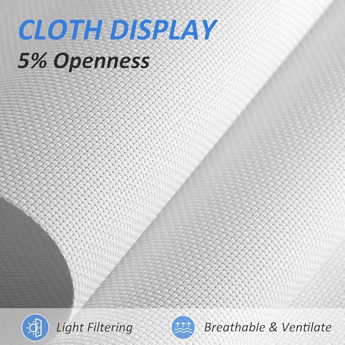 LUCKUP Light Filtering Roller Shades for Windows, Cordless Semi Sheer Solar Blinds with 5% Openness Free-Stop Window Shades for Home & Office, White 20" W x 72" L