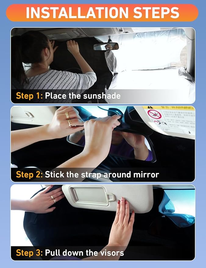 EcoNour Windshield Sunshade Compatible for Audi Q7 2007-2013 2014 2015, Sun Visor for Front Windshield & Window Sun Shade Cover, UV Heat Blocker & Protector, Car Accessories