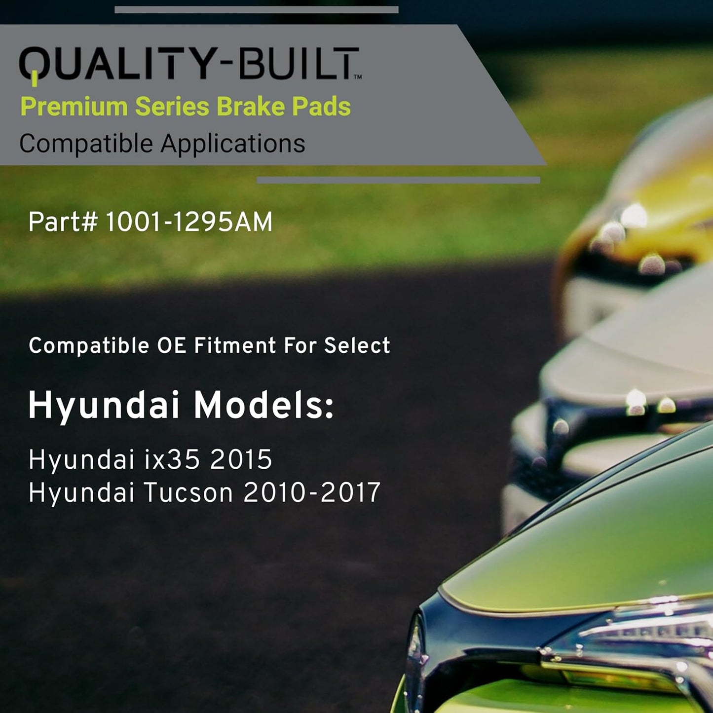 Premium Semi-Metallic Front Brake Pads (1001-1295AM) Compatible with Hyundai ix35 2015-2015, Hyundai Tucson 2010-2017