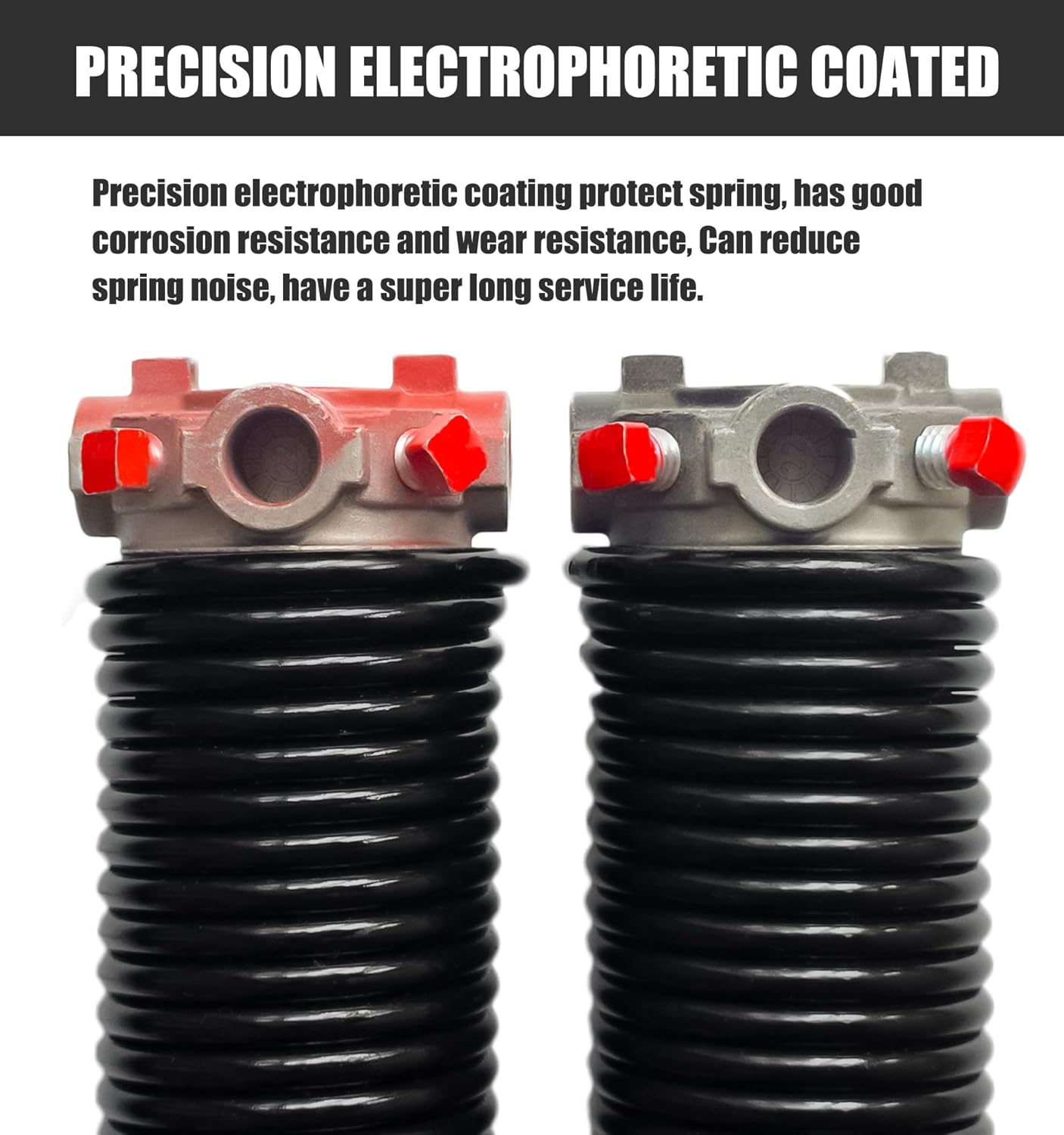 Garage Door Torsion Spring Set, Pair of 2" Electrophoresis Coated Garage Door Spring Replacement with 2 Non-Slip Winding Bars and Bearing, Minimum 16000 Cycles (.234x2x25")