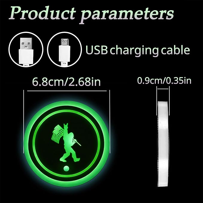Ladybug LED Cup Holder Lights for Car,2Pcs LED Light Up Cup Holder Coasters with USB Charging 7 Colors 3 Modes,Waterproof Interior Atmosphere Lamp,Car Decor Accessories Ladybug Gifts for Women Men