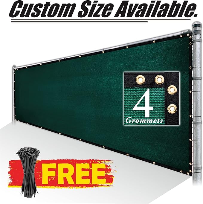 Royal Shade Custom Size 5' x 106' Green Fence Privacy Screen Windscreen Cover Netting Mesh Fabric Cloth - Cable Zip Ties Included (We Make Custom Size)