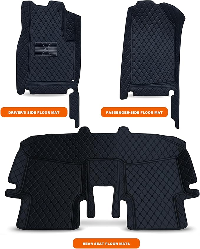 All-Weather car Floor MATS-Suitable for 99% of car Models,Leather car mat, offering Personalized Embroidery and Multiple Color Options,Provide Protection for car Rug (Black Yellow)