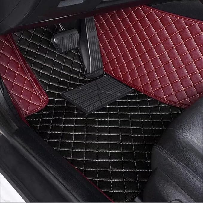 Custom Car Floor Mats for 96% Sedan SUV Sports Car Protection Full Coverage Pads Anti-Slip Leather Floor Lining All Weather Car Floor Mats (Beige and Brown)