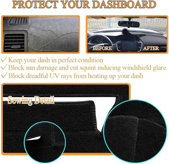 Yiz Dash Cover Mat Custom Fit for Chevrolet Chevy Equinox/Pontiac Torrent Dashboard Cover Pad Cap Carpet Potector J287 (Black)