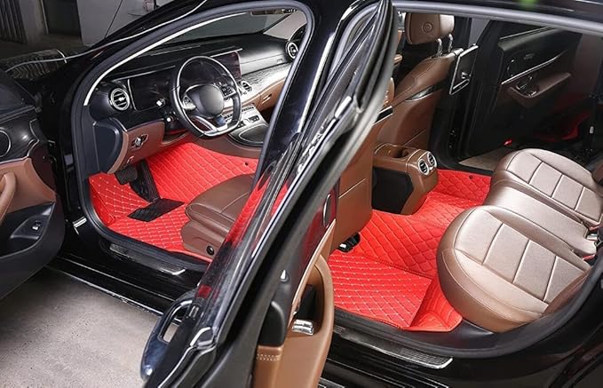 Custome Car Mats Accessories All Weather Floor mats Compatible with Automotive Floor Mats Passenger car mats (3D Red)