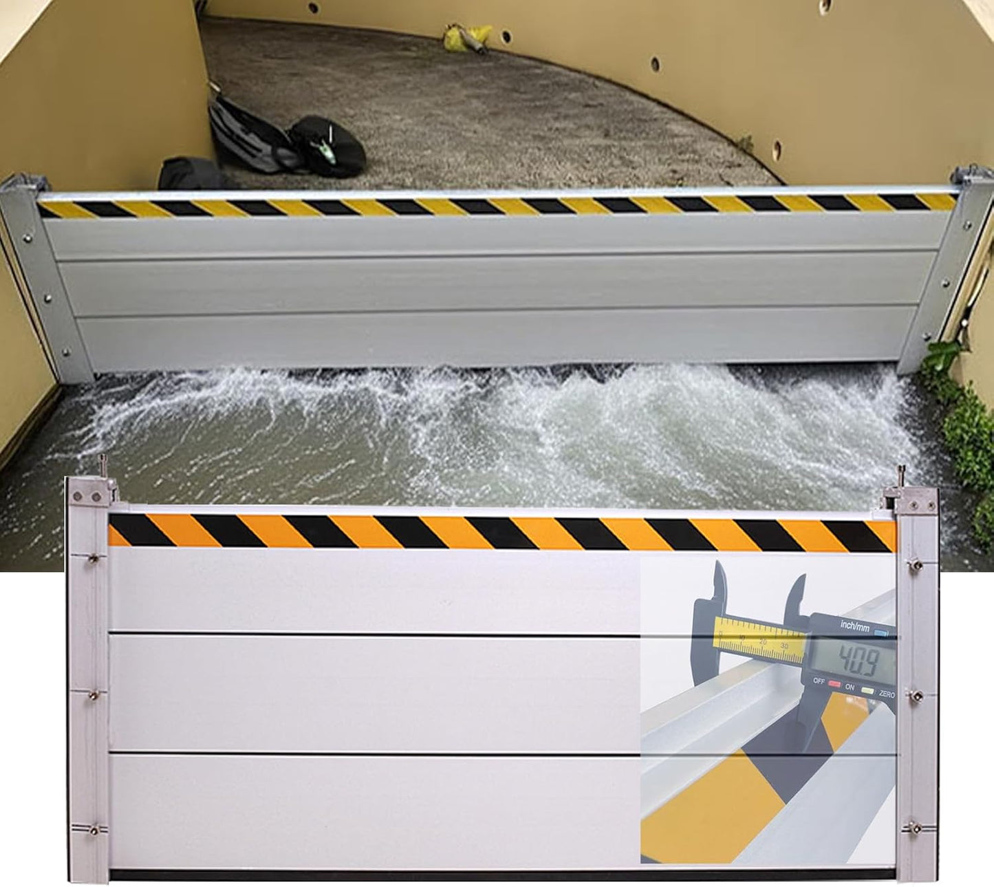 Reusable Heavy Duty Aluminum Flood Barriers for Home Exterior, Flood Protection Barriers Water Barrier Door Quick Detachable Garage Doors Detachable Mobile Rain Water Baffle ( H 39.4 inch L 6FT)