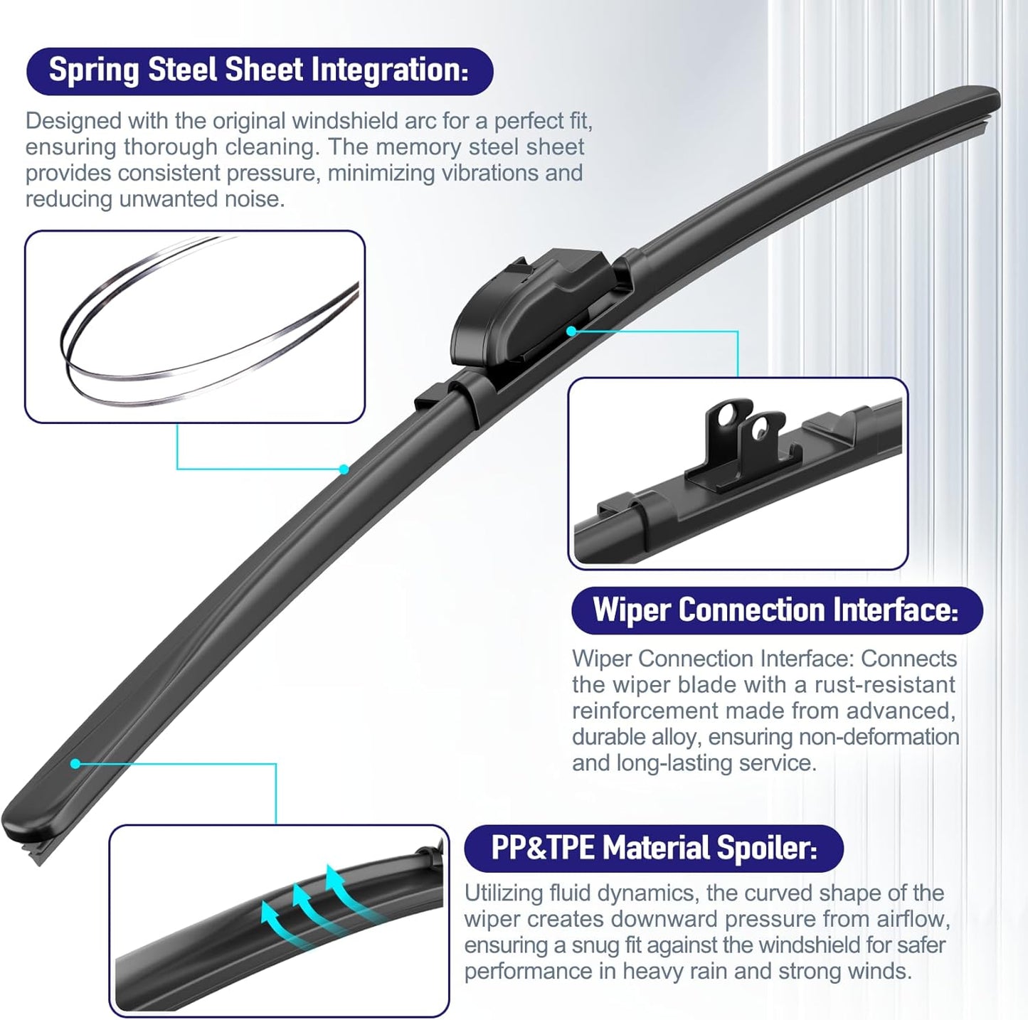 AJK Wiper Blades for Chevrolet Silverado 2019 2020 2021 2022 2023 2024, 2 Piece All Weather OEM Quality Automotive Replacement Windshield Wiper Blades for My Car