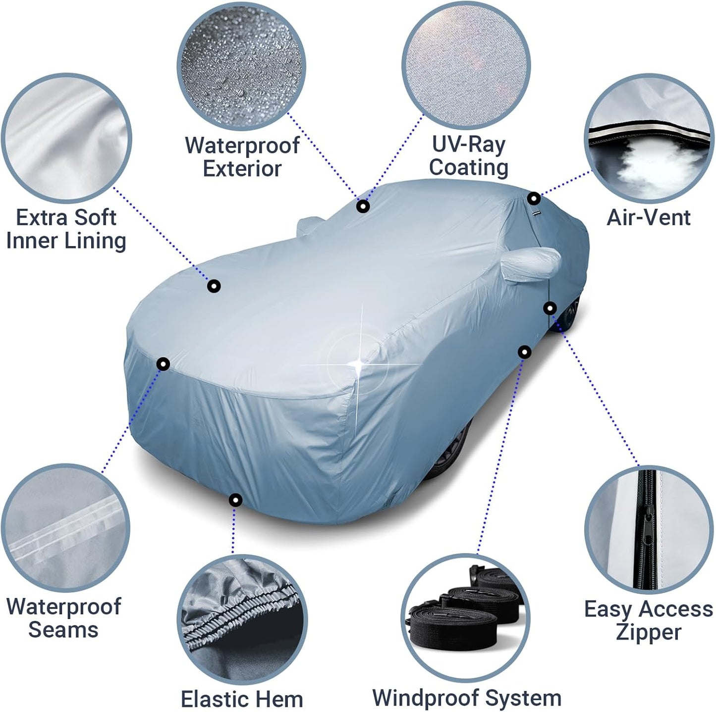 iCarCover Premium Car Cover for 1998-2002 Chevy Prizm Heavy Duty Waterproof All Weather Automobiles Custom Fit Indoor Outdoor UV Snow Protection Covers with Straps and Bag
