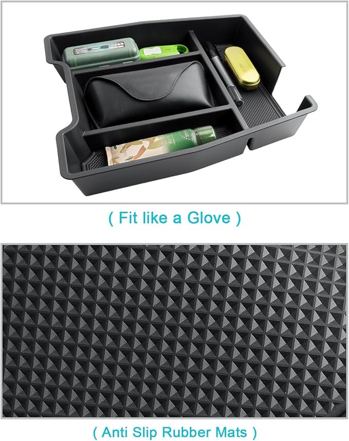 CDEFG 2PCS for Chevy Silverado Sierra Center Console Organizer for 2019-2025 2026 Chevrolet Silverado/GMC Sierra 1500/2020-2026 Silverado Sierra 2500HD 3500HD Accessory(Split-Bench Folding Seat Only)