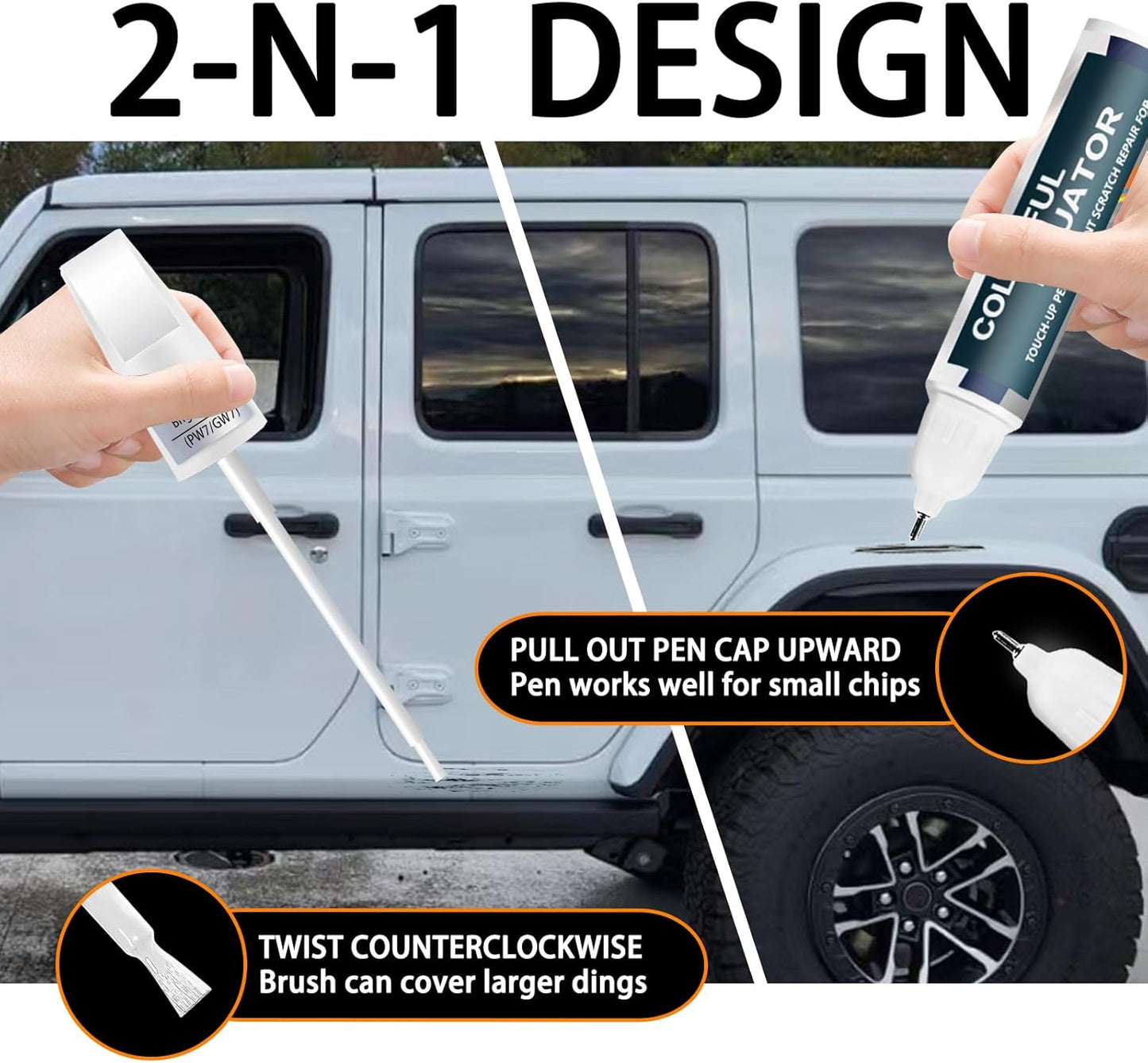 PX8/DX8 Black Touch Up Paint for Jeep, Car Paint Pen Scratch Repair Two-In-One Touch Up Paint, Premium Car Scratch Remover for Deep Scratches