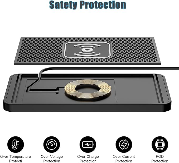 Wireless Charging Pad for Car for Honda Accord CF4 2004-2007-pr, 15W Fast Wireless Charger Mat Non-Slip Silicone Car Center Console Phone Charging Pad,A/15W-Type-c