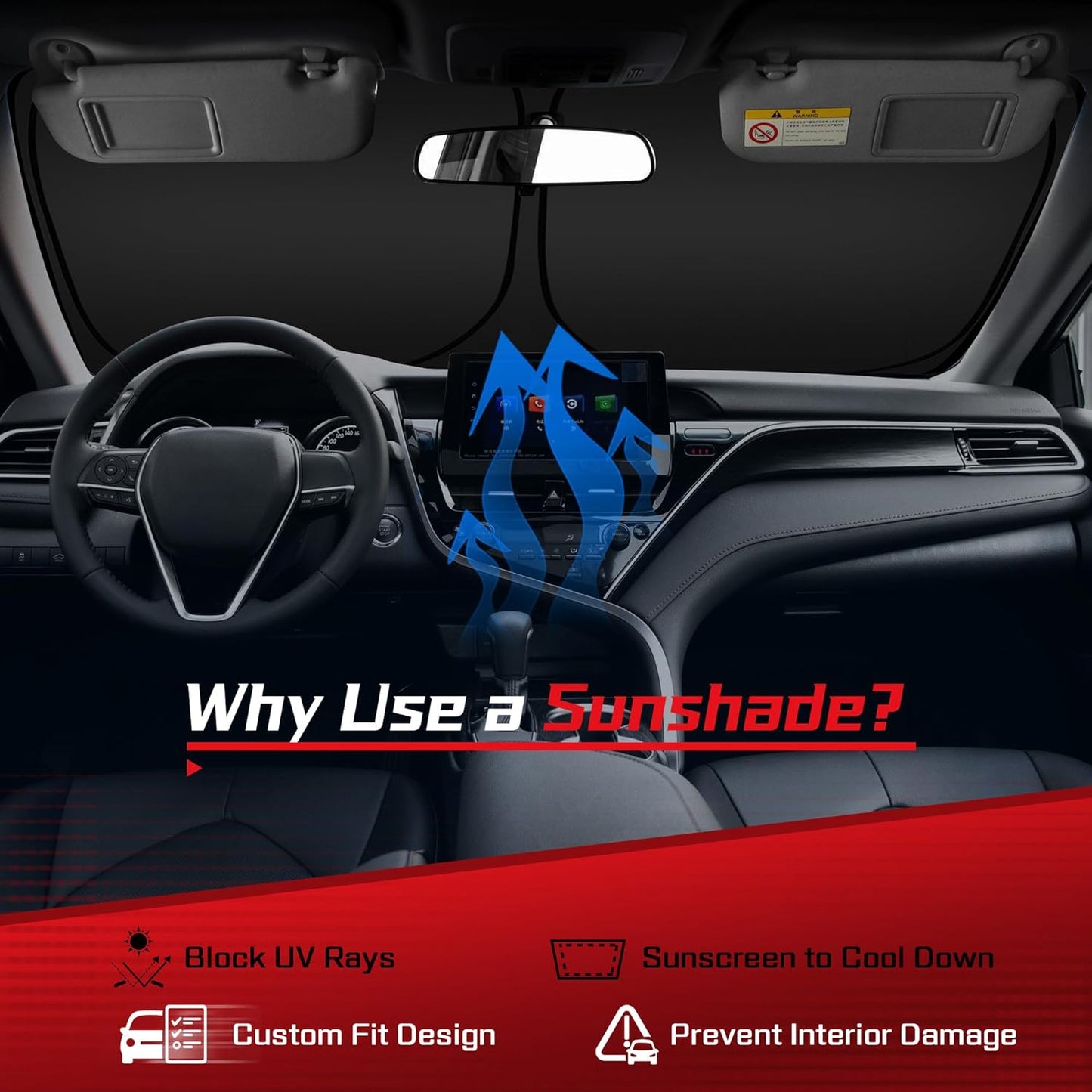 ARISMOTOR Windshield Sun Shade for Toyota Land Cruiser 2024-2025 2026, Custom Fit Foldable Front Window Sunshade Sun Visor Protector, Block UV Rays Keep Your Car Cooler