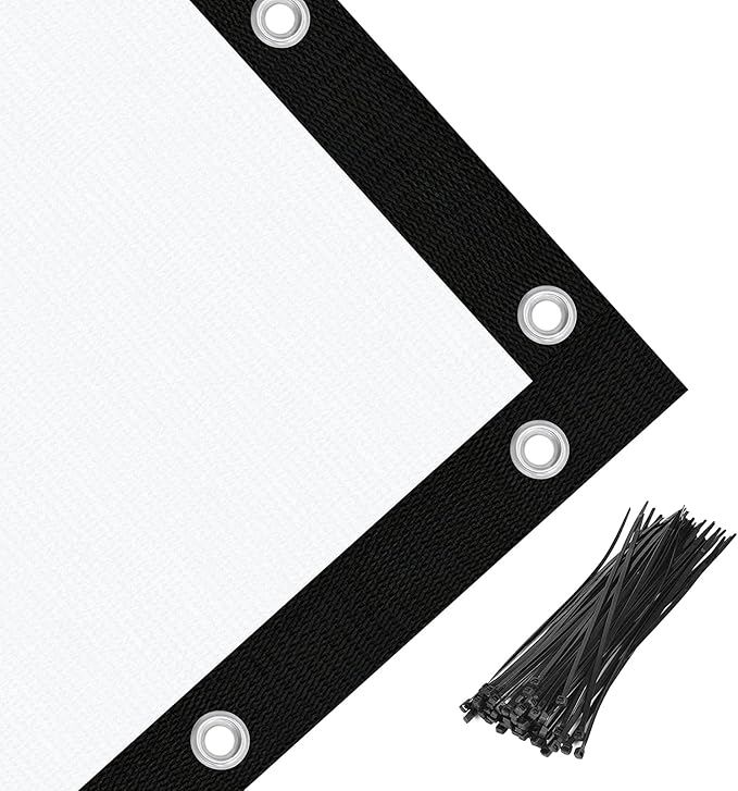 Amagenix 90% Pergola Shade Cover 6' X 11' Sun Shade Cloth with Grommets for Outdoor Garden Patio Porch, Commercial Grade 200 GSM - Cable Zip Ties Included (We Customized) GN108, White