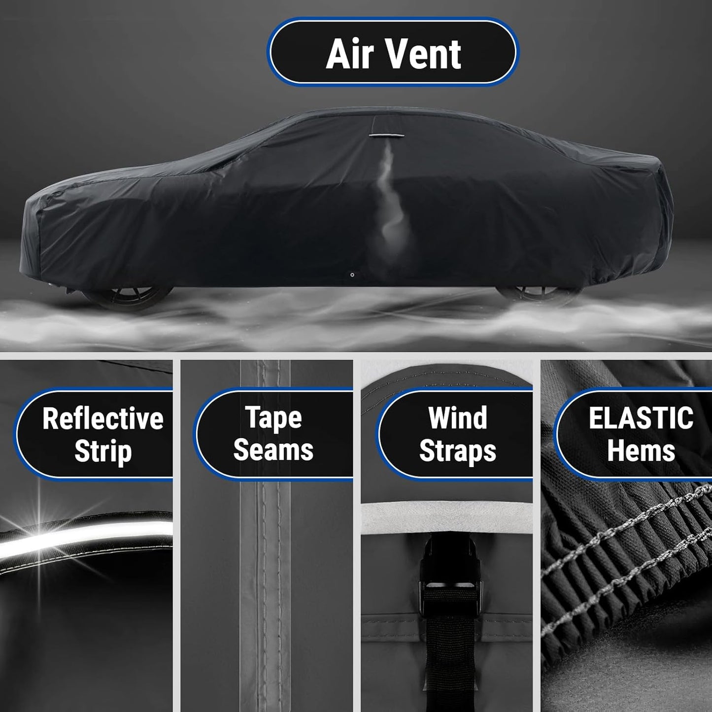 iCarCover Custom Car Cover for Buick Skyhawk (1975-1989) Waterproof All-Weather Rain Snow UV Sun Protector Full Exterior Indoor Outdoor Car Cover (Stripe - Black/Red)
