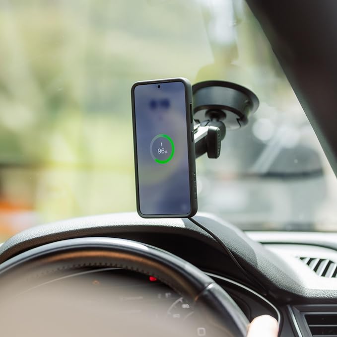 Quad Lock Heavy Duty Suction Car Phone Mount with MAG Phone Case and MAG Wireless Charging Head for iPhone X/XS