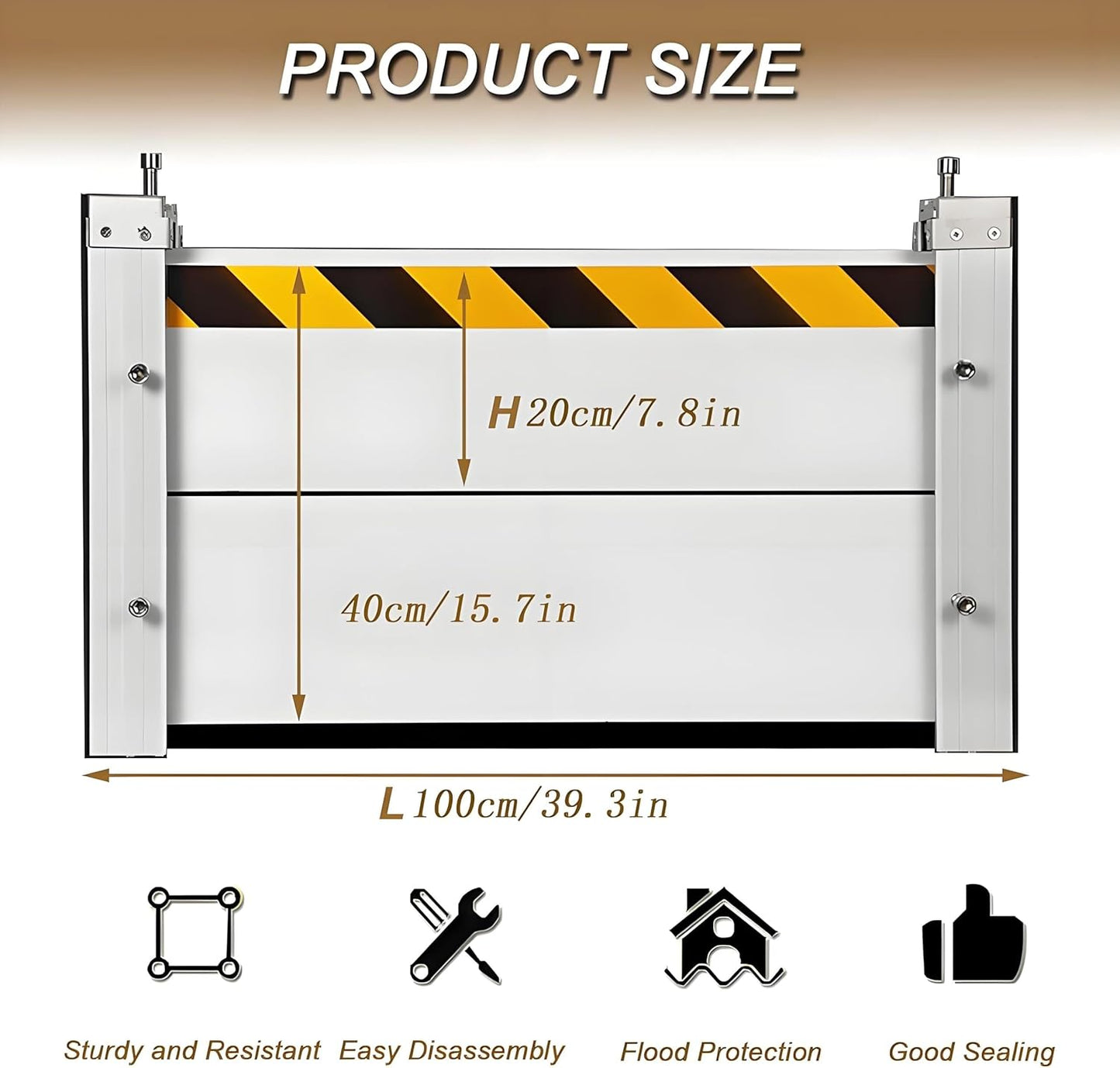 Flood Barriers for Home Exterior,Aluminum Alloy Outdoor Garage Doors Water Barriers for Flooding(H23.6Inch,L23FT)