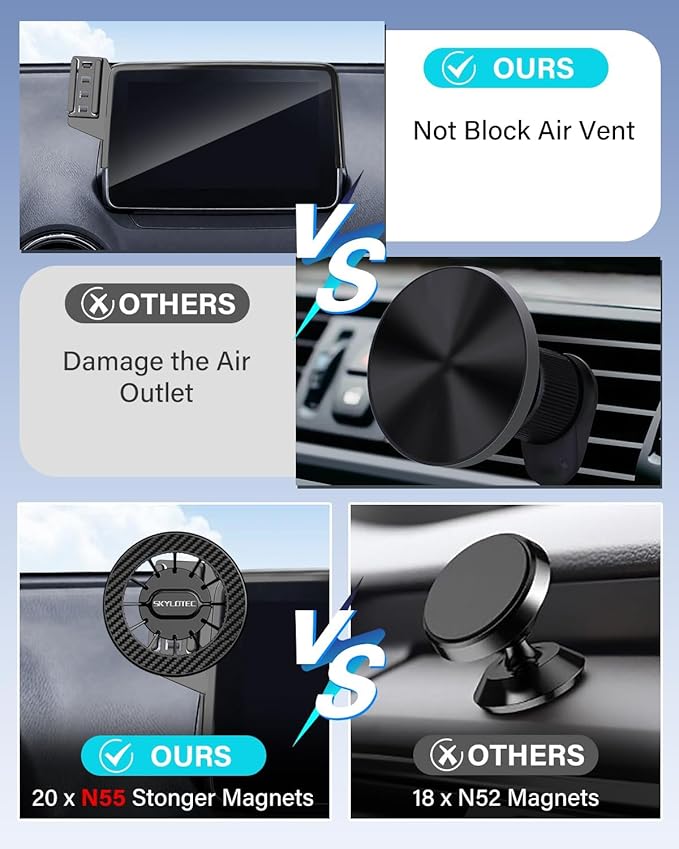 SKYLOTEC Magnetic Phone Mount for Lexus RX350 RX350L RX450h RX450hL 2020-2022 Accessories 12.3-Inch Screen Fixed Clip, Cell Phone Base Automobile Cradles Magnets Phone Holder Compatible with MagSafe