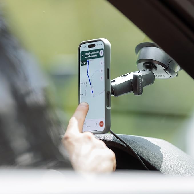 Quad Lock Heavy Duty Suction Car Phone Mount with MAG Phone Case and MAG Wireless Charging Head for iPhone 12/12 Pro